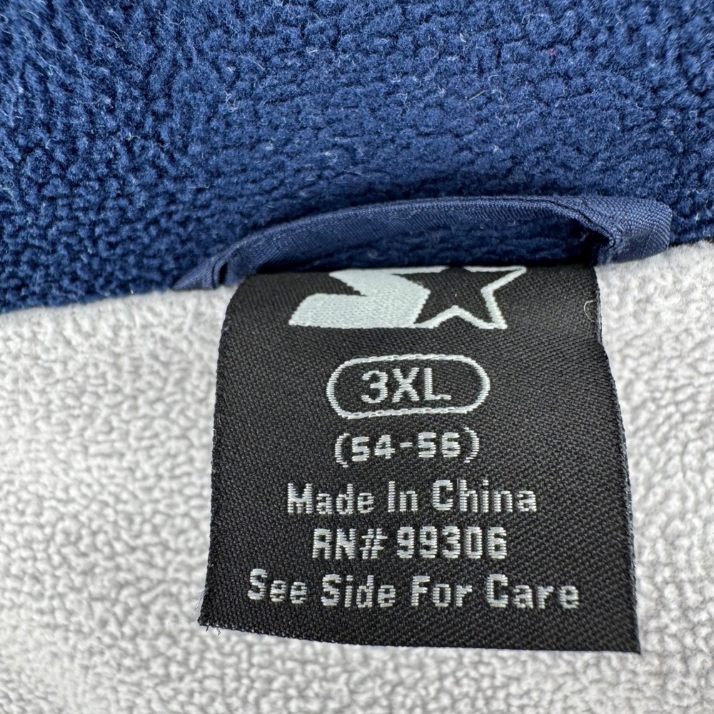 VTG Starter Hooded Windbreaker Jacket Men 3XL Navy Blue Grey Fleece Lined Sporty - Picture 6 of 16